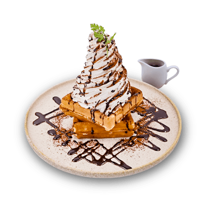 チョコレートソース＆<br> アイスワッフル写真